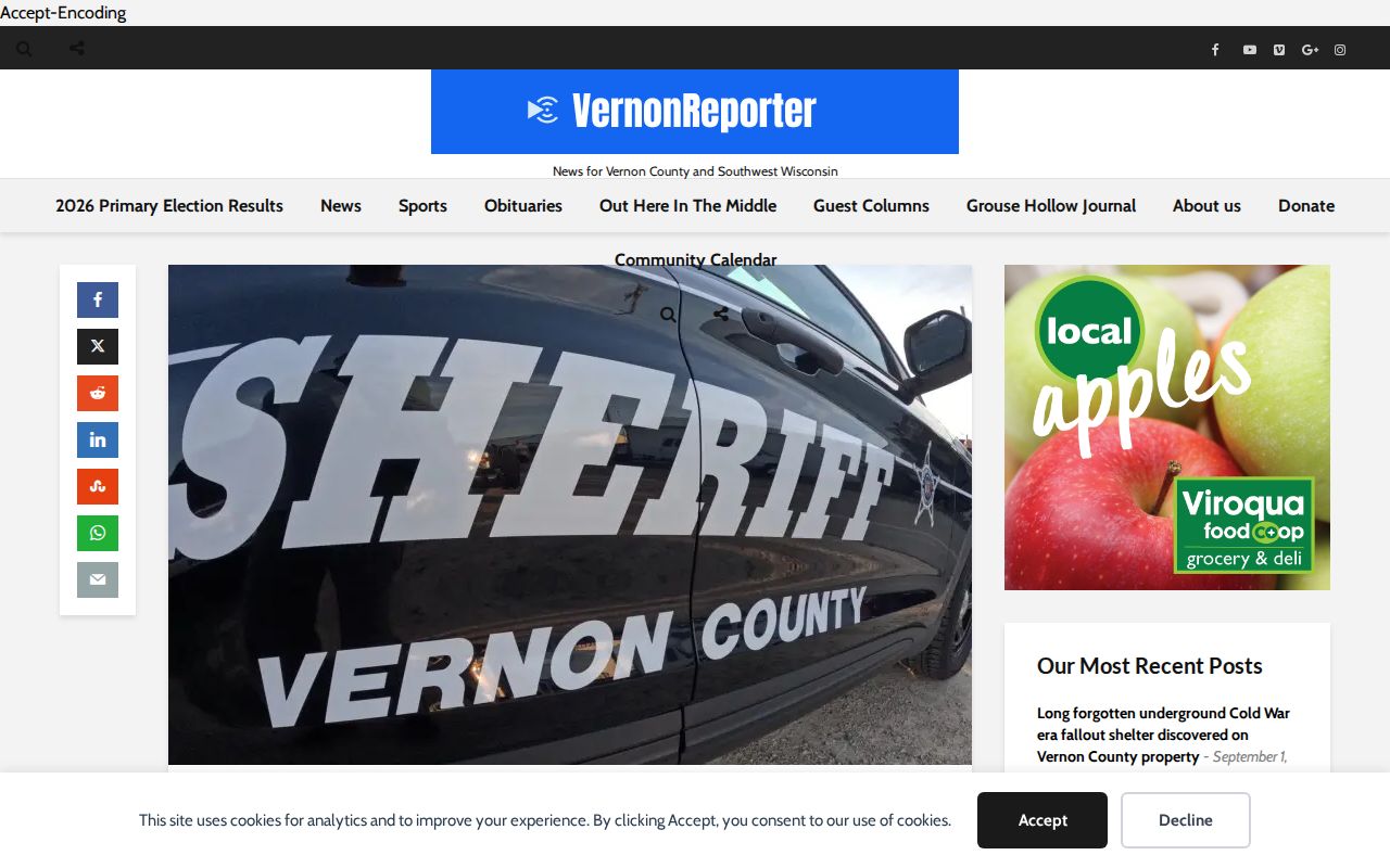 Vernon County sheriff report news context for arrest record research
