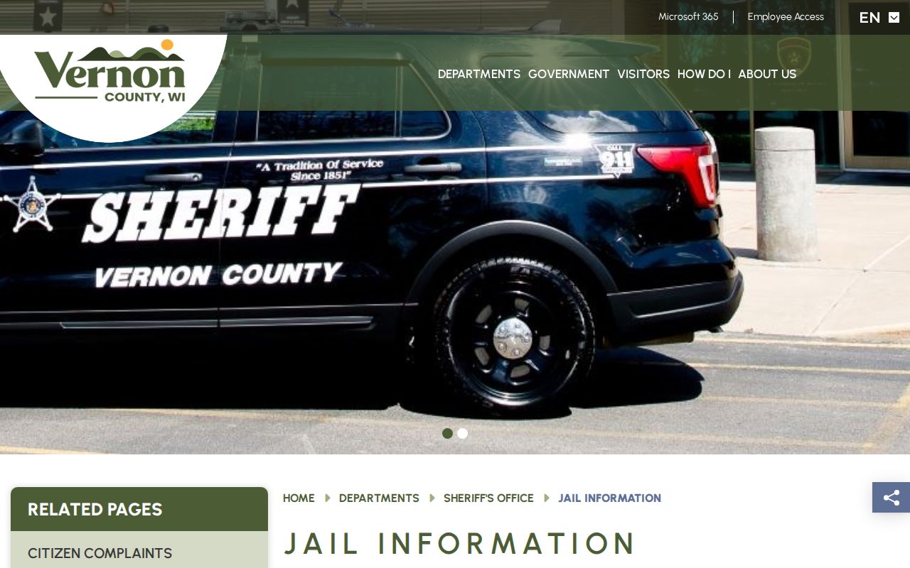 Vernon County jail information for booking record and custody contact